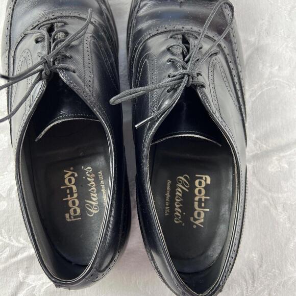 Footjoy Shoes Mens Size 10 D Black Leather Wingtip Dress Career Shoes - Picture 6 of 9
